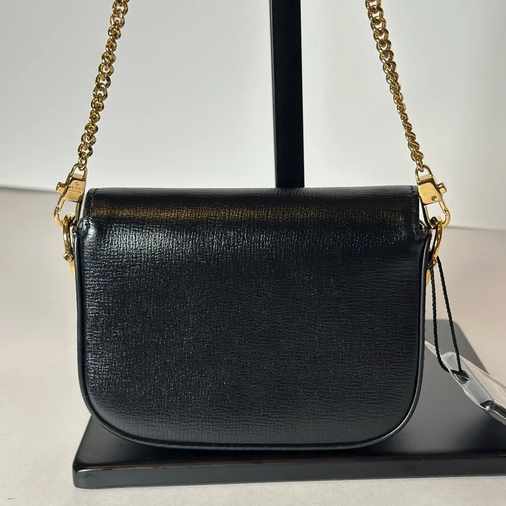 Gucci Horsebit 1955 Nano Crossbody Bag in Black with Gold Hardware